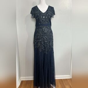 Adrianna Papell Midnight Blue Sequin Dress
